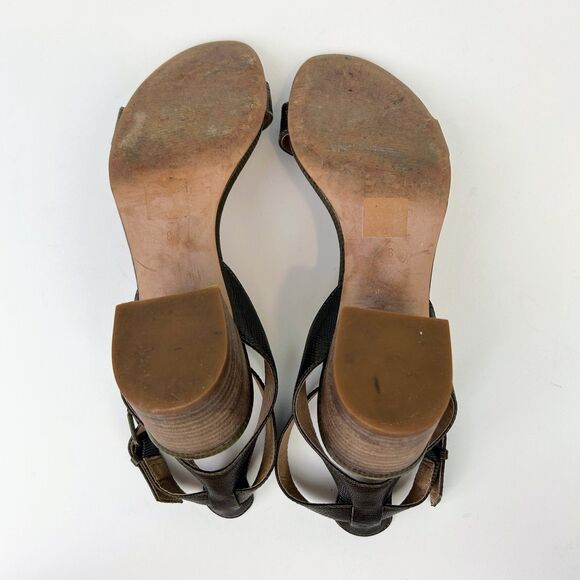 Madewell Alice Strappy Sandal Block Heels Leather Brown Croc Embossed Women's 8 - Picture 9 of 11